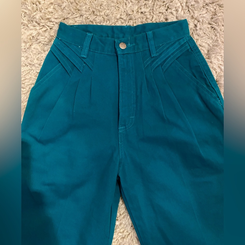 Pleated Vintage Teal Roper Jeans